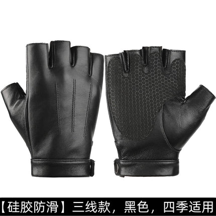 Motorcycle Sheepskin Half-Finger Gloves Men's Summer Thin Driving and Cycling Motorcycle Outdoor Riding Fitness Tactical Fingerless