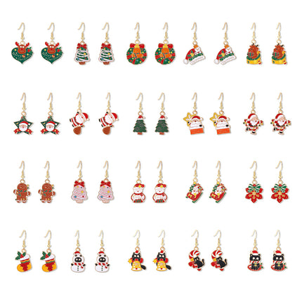 Cross-border personality Christmas series elk gingerbread earrings European and American cartoon oil Santa Claus earrings