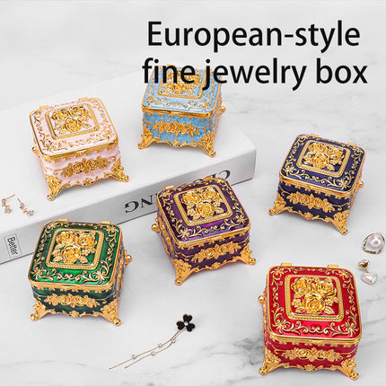 European retro metal jewelry box princess jewelry box exquisite enamel ladies necklace jewelry storage box wholesale