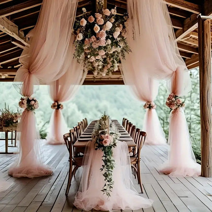 Wedding gauze curtain white gauze cross-border outdoor gauze curtain scene background decoration party wedding gauze wedding arch