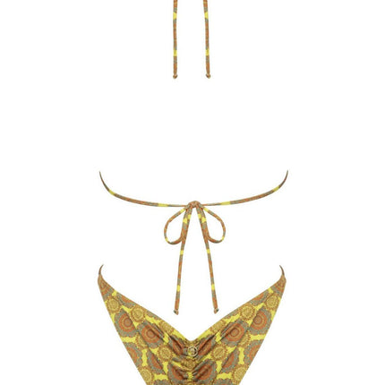 2024 European and American New Sexy Deep V One-piece Swimsuit Women's Cross-border Printed Strap Backless Bikini