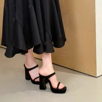 Ting leg fine day dish! Elegant square head with waterproof platform thick heel sandals women's summer Korean style high heel sandals