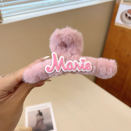Autumn and Winter plush hairpin female clip headdress furry shark clip cute high-grade sense back head clip high-end hairpin