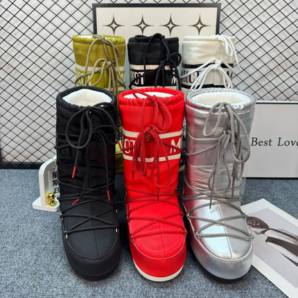 Celebrity Style Thick-Soled Colorful Moon Boots 2025 Winter New Long Ski Boots Warm Anti-Ski Boots for Women