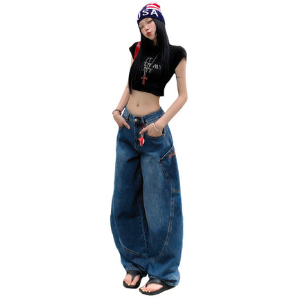 American Outline Scimitar Wide Leg Jeans Women's 2025 Spring and Summer New Style Straight High Waist Loose Slimming Mop Pants