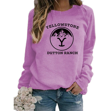 Amazon Cross-border Foreign Trade Source DUTTON RANCH Printed Round Neck Long Sleeve Women's Sweatshirt Jacket