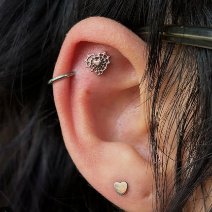 F136 Titanium Alloy Hollow Love Flower Batch Flower Peach Heart Lip Nail Ear Bone Nail Tragus Small Ear Bone Nail 0.9 Teeth