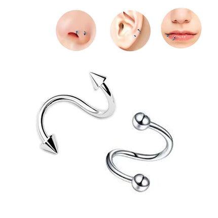 Stainless steel S rod spherical outer tooth 1.2 rod lip ring lip nail ear bone nail lip nail round head pointed cone head human body puncture ornaments