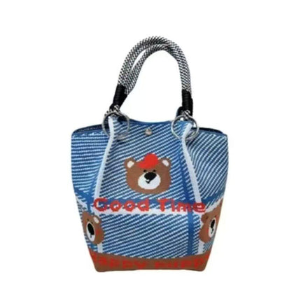 Niche design black and white diamond knitted tote bag handbag casual versatile large capacity messenger bag factory direct sales