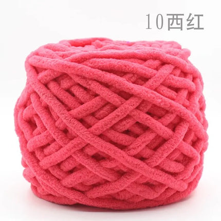 Factory wholesale 100g thick ice strip wool single-strand woven wool ball hook crochet slippers thread self-woven wool ball