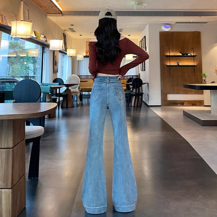 Loose-Fitting, Slightly Flared Jeans for Women, Spring/Summer 2025 New Style, Casual Floor-Length Design Flared Pants