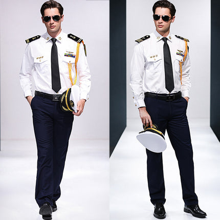 2020 Four Seasons Male Seafarer Clothing Seafarer Clothing Performance Costume Long Sleeve Aviation Pilot Air Captain's Uniform