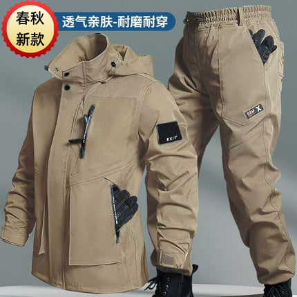 Spring and Autumn New Wear-Resistant Work Clothes Loose Electric Welding Auto Repair Work Clothing Riding Function Men's and Women's Training Clothes