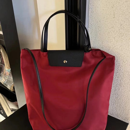 2025 New Waterproof Cloth with Head Layer Cowhide Bucket Bag Large Capacity Portable Shoulder Bag Commuter Crossbody Computer Bag