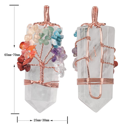 Natural Cut Crystal Stone Sword-shaped Wrap Crystal Gravel Tree of Life Pendant European and American Style Creative Crystal Pendant