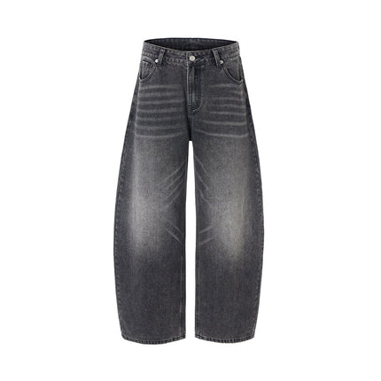 Jiamu American High Street Three-Color Baggy Jeans Unisex Loose Wide-Leg Scimitar Jeans Men's and Women's Silhouette