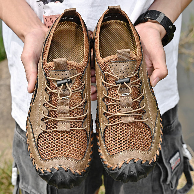 Foreign Trade Hot-Selling Summer New Products Hand-Stitched Mesh Shoes Breathable Casual Men's Outdoor Hiking Shoes Non-Slip River Tracing Shoes