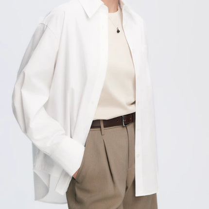French Colorful Air Micro Wrinkle Professional Commuter Micro Loose Profile Long Sleeve Shirt