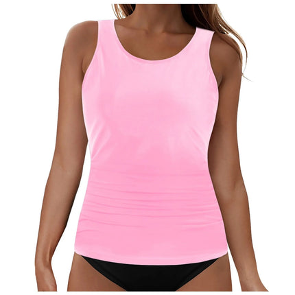 2025 New Cross-Border European and American Solid Color Two-Piece Swimsuit Solid Color Sexy Bikini Beach Hot Spring Swimwear Top
