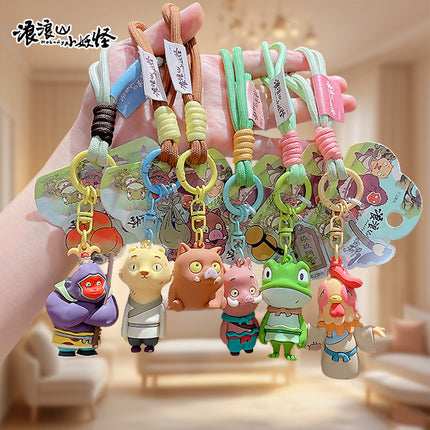 Cartoon Langlang Mountain Little Monster Basic Shape Keychain Couple Bag Car Keychain Gift Wholesale