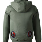 Air-conditioned clothing with hood, military green, no accessories included / 165