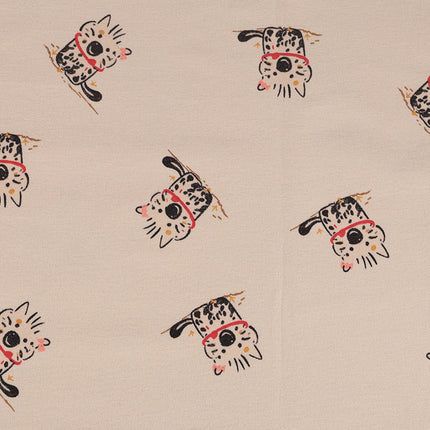 in stock Cotton Sanding Printed Fabric Proud Cat Floral Cloth Cartoon Children's Wear Shirt Fabric