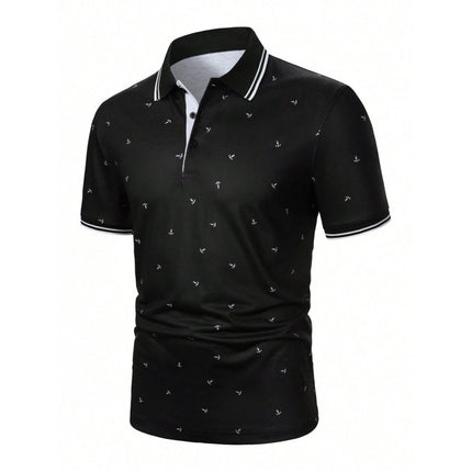 Cross-Border Foreign Trade New Shirt Men's Summer Anchor Pattern Striped Short-Sleeved Casual Commuting Style