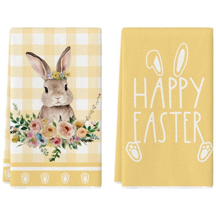 Cross-border Easter Kitchen Towel Absorbent Dishwashing Cloth Holiday Atmosphere Decorative Hand Towel Household Cleaning Cloth