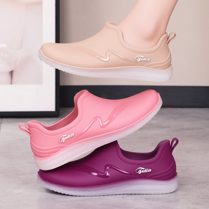 Cross-Border Trendy Women's Low-Cut Short Rain Boots, Non-Slip Waterproof Shoes for Kitchen Work, Rubber Rain Boots for Summer
