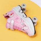 03 Four-wheel Collapsible Leather Pink / 35