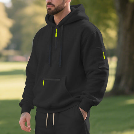 Cross-Border Amazon New Product Launches New Winter Loose Velvet American Casual Men's Sports Workwear Hooded Sweatshirt