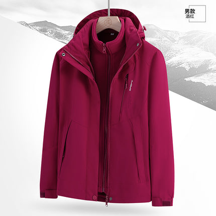 Three-in-One Couple's Detachable Jacket for Traveling in Xizang Mountain Windproof Waterproof Outdoor Mountaineering Suit