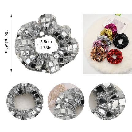 New cross-border silver large intestine hair ring women's head high sense hair ring fabric hair rope light luxury hair accessories wholesale