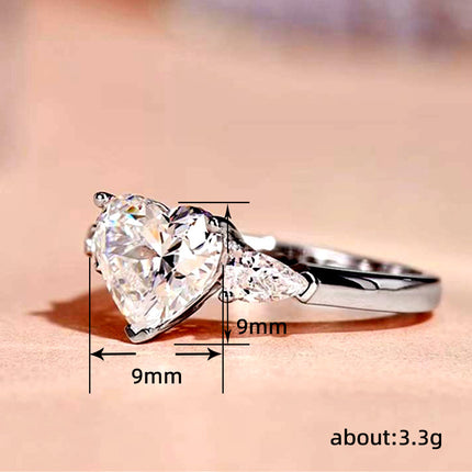 Heart-Shaped Zircon Ring for Women, Elegant Princess Queen Ring Jewelry, Popular and Versatile for Stalls