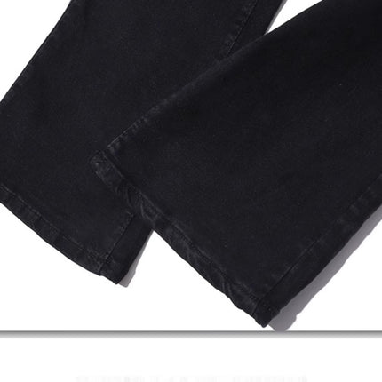 High-Waisted Slimming Flared Jeans for Women, Fall 2025, Stretchy, Hip-Covering, Fleece-Lined, Black, Bootcut, Floor-Length Pants