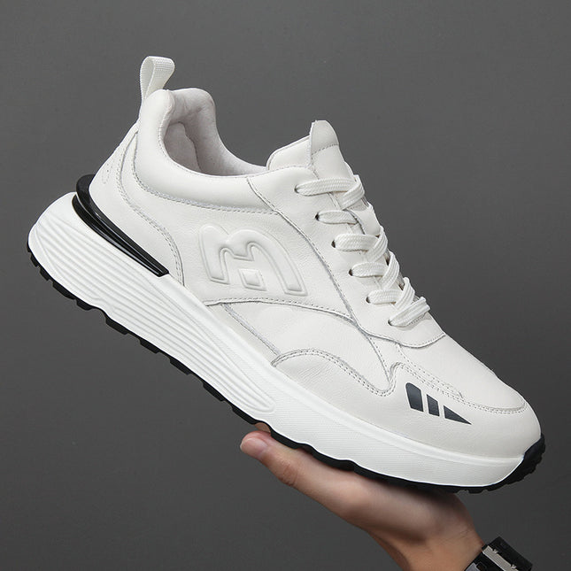 Genuine Leather Sneakers for Men 2026 New Men's Travel Shoes Versatile Casual Running Shoes Thick-Soled Dad Shoes 1679