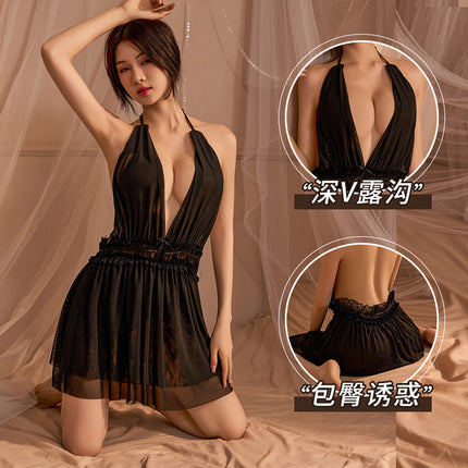 Sexy Pajamas Passion Perspective Underwear Sexy Teasing Lace plus size Halter Skirt Tempting suit Uniform