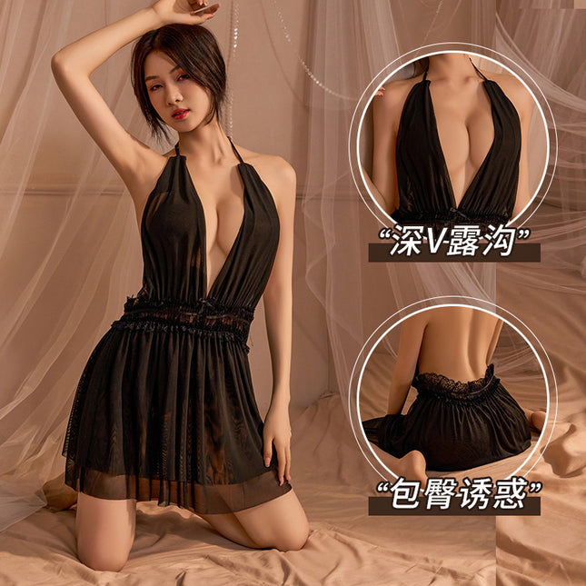 Sexy Pajamas Passion Perspective Underwear Sexy Teasing Lace plus size Halter Skirt Tempting suit Uniform