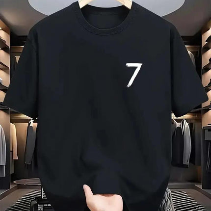 New Heavyweight Round Neck Short-Sleeved T-Shirt for Men, Cross-Border Popular Loose Printed Logo Bottoming Shirt for Men and Women, Half-Sleeved T-Shirt