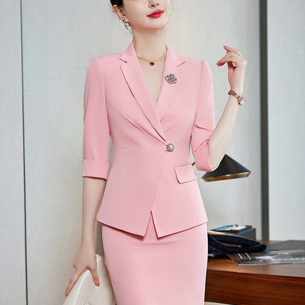 White high-end professional suit suit female summer temperament beautician beauty salon jewelry shop manager Front desk work clothes