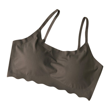Seamless Underwear Ice Silk Thin Summer Camisole Women's Full Cup Girls Big Breasts Sleeping Bra