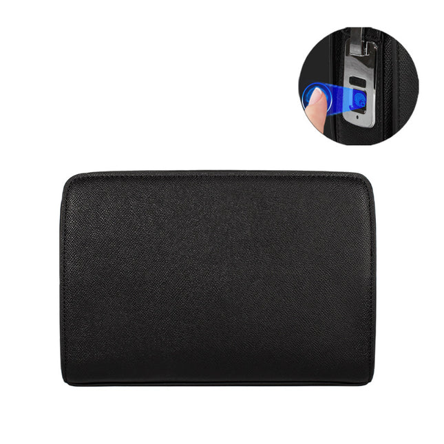 Men's Fingerprint Lock Clutch Bag, New Large-Capacity Business Clutch Bag Made of First-Layer Cowhide, Fashionable Anti-Theft Smart Lock Men's Bag