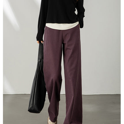 Wide Leg Pants Women's 2025 New Style Small Loose Wide Leg Casual Pants Spring and Autumn Mop Slimming All-match Stand-up Cut Textile