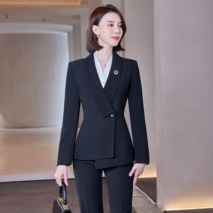 Professional suit women's autumn and winter elegant goddess style long-sleeved suit formal wear hotel front desk tooling sales office work clothes