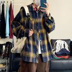 Navy blue grid / M