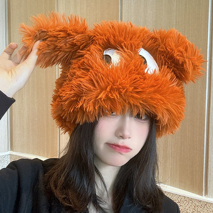 Falling pool knitting ~ Internet celebrity same cartoon big eyes green funny hat autumn and winter monster cute female photo