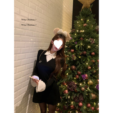 College Style Fake Two-Piece Shirt Dress for Women in Autumn and Winter, Pure Lust, Sexy Hip-Hugging, Beautiful Little Mom Short Skirt with Inner Skirt