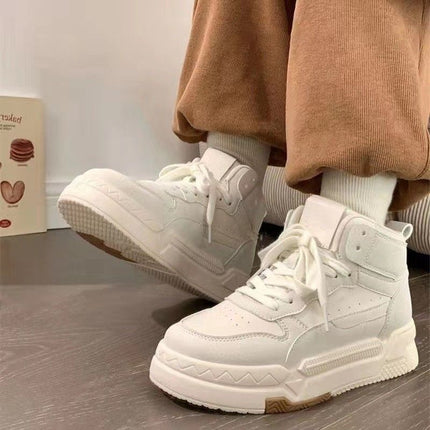 Autumn and Winter New High-Top Sneakers for Women, College Style Niche Original Thick-Soled Sneakers, Versatile Fashionable Casual White Shoes