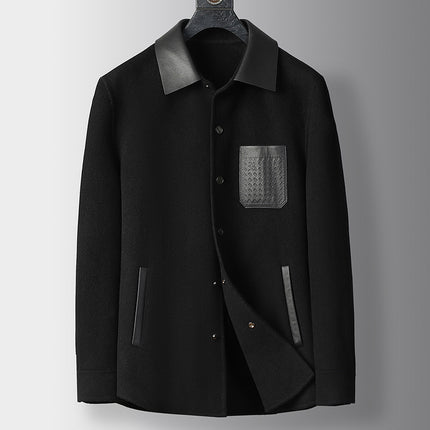 Double-Sided Men's Short Haining 2025 Autumn and Winter New Lapel Daily Casual Versatile Middle-Aged and Elderly Jacket Dad