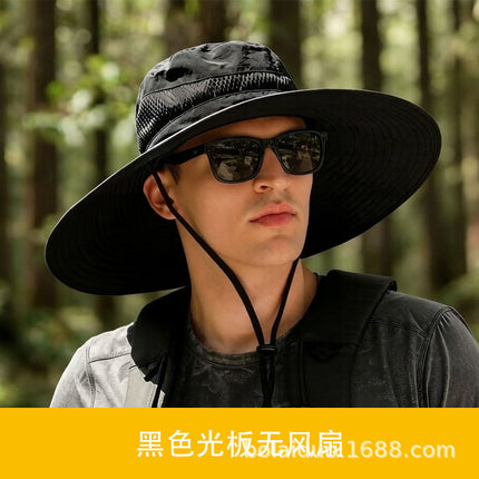 Summer Popular Fisherman Hat Solar Double Fan Rechargeable Hat Cross-Border Wholesale Sunshade and Sun Protection Essential for Fishing